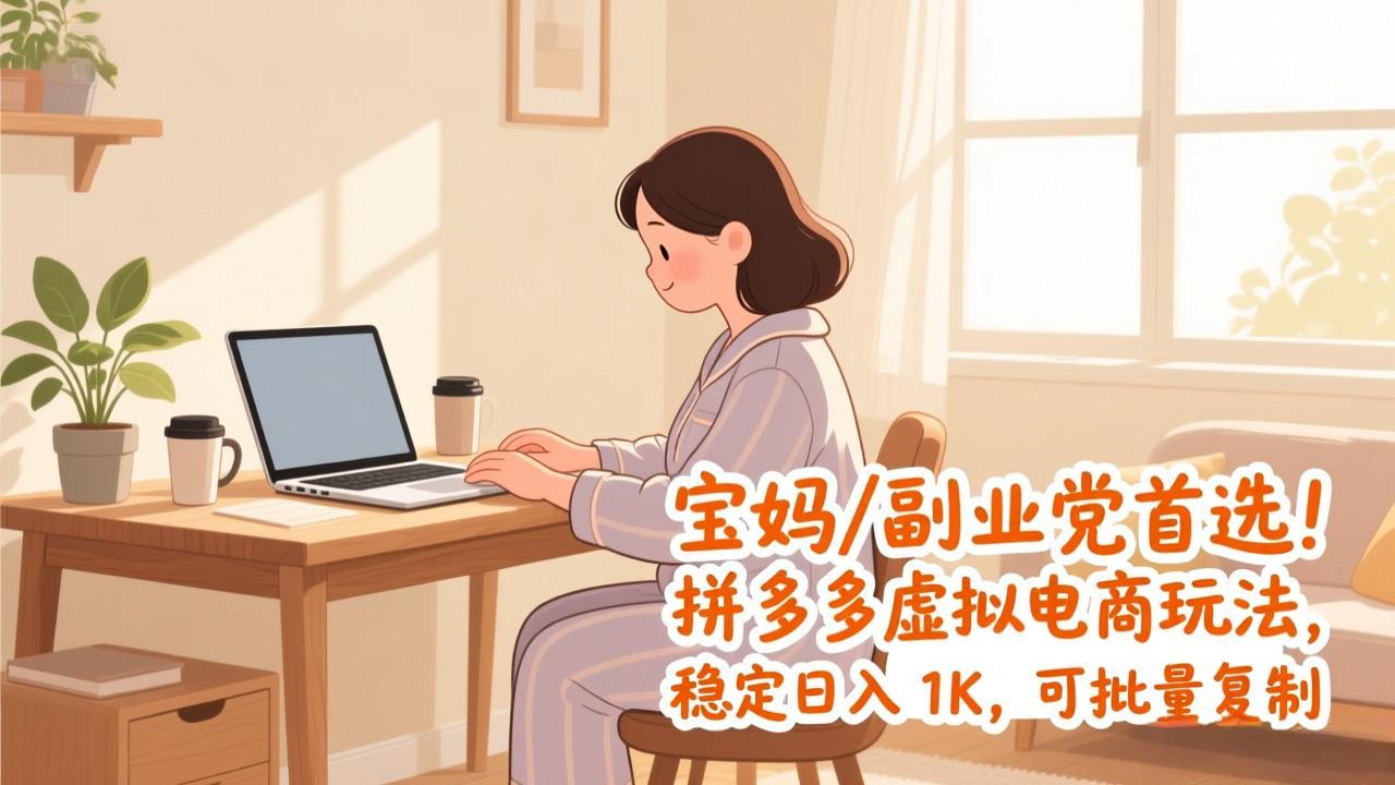 宝妈 / 副业党首选！拼多多虚拟电商玩法，稳定日入 1K，可批量复制-课程网