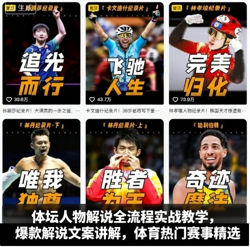 体坛人物解说全流程实战教学，爆款解说文案讲解，体育热门赛事精选-课程网