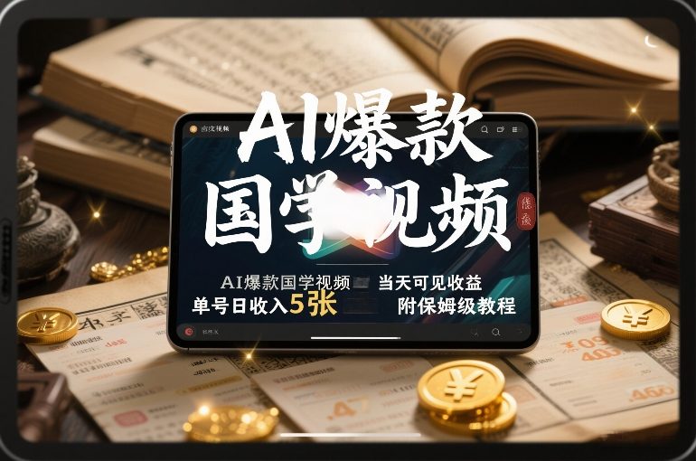AI爆款国学视频，独家起号方法，小白直接上手，当天可见收益，单号日收入5张+附保姆级教程-课程网