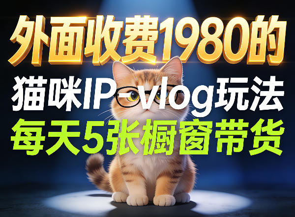 宠物赛道猫咪IP-vlog玩法，26条视频涨粉29W，每天5张橱窗带货拆解-课程网