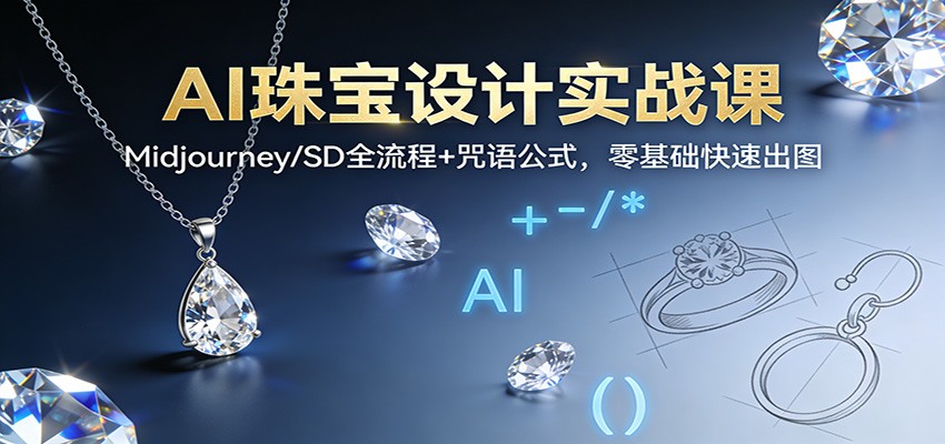 AI珠宝设计实战课：Midjourney/SD全流程+咒语公式，零基础快速出图-课程网