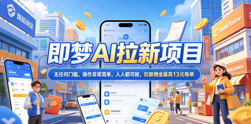 2026年即梦AI拉新项目最新玩法，无任何门槛，操作非常简单，人人都可做，拉新佣金最高13米每单（更新08月07日）-课程网