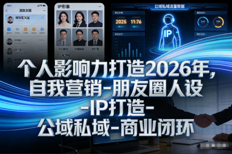 个人影响力打造2026年，自我营销-朋友圈人设-IP打造-公域私域-商业闭环-课程网