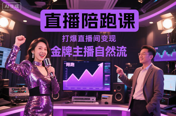 直播陪跑课，金牌主播自然流打爆直播间，复制高变现玩法-课程网