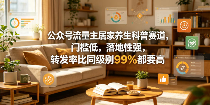 公众号流量主居家养生科普赛道，门槛低，落地性强，转发率比同级别99％都要高-课程网