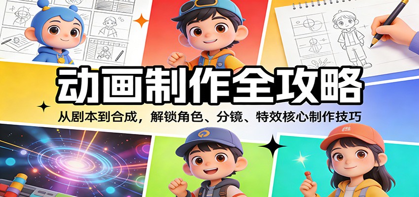 动画制作全攻略：从剧本到合成，解锁角色、分镜、特效核心制作技巧-课程网