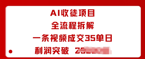 AI收徒项目全流程拆解一条视频成交35单日利润突破1k+-课程网