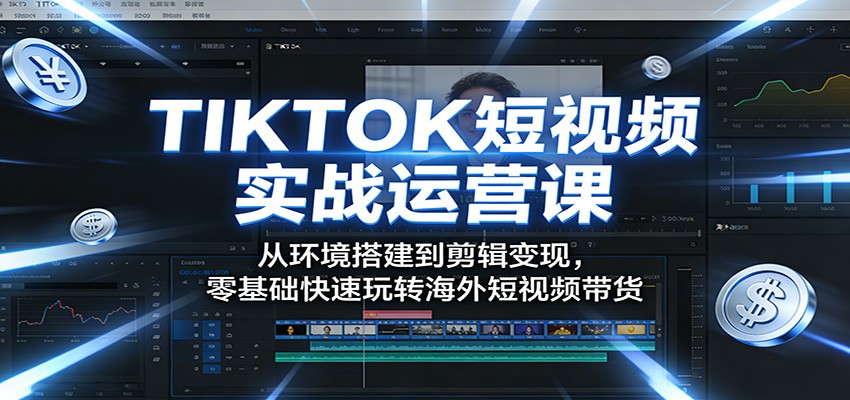 TIKTOK短视频实战运营课：从环境搭建到剪辑变现，零基础快速玩转海外短视频带货-课程网