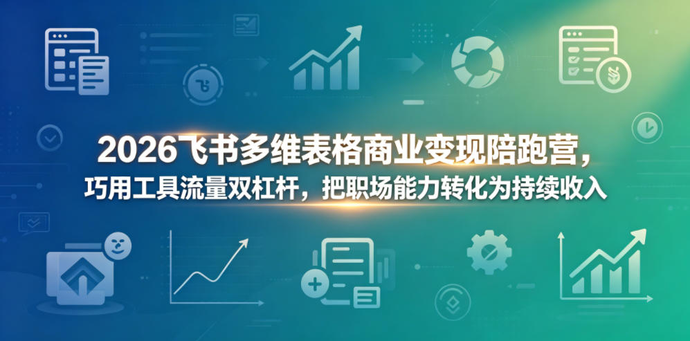2026飞书多维表格商业变现陪跑营，巧用工具流量双杠杆，把职场能力转化为持续收入-课程网