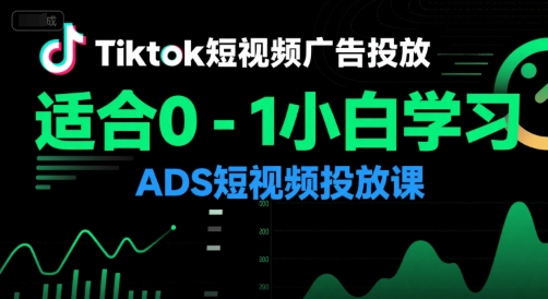 Tiktok短视频广告投放，适合0-1小白学习ADS短视频投放课-课程网