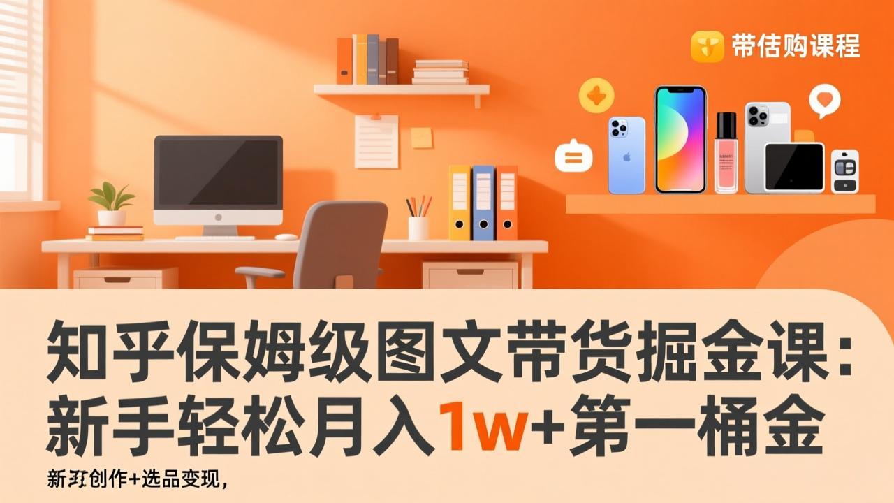知乎保姆级图文带货掘金课：账号打造+爆文创作+选品变现，新手轻松月入1w+第一桶金-课程网