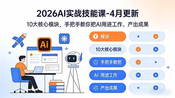 （17941期）2026AI实战技能课-4月更新：10大核心模块，手把手教你把AI用进工作、产出成果-课程网