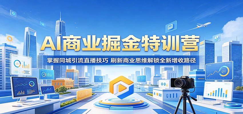 AI商业掘金特训营：掌握同城引流直播技巧，刷新商业思维解锁全新增收路径-课程网