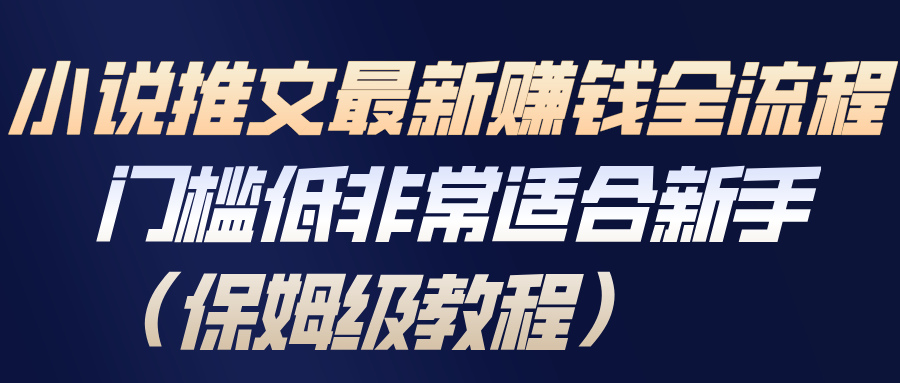 小说推文最新赚钱全流程，门槛低非常适合新手(保姆级教程)-课程网