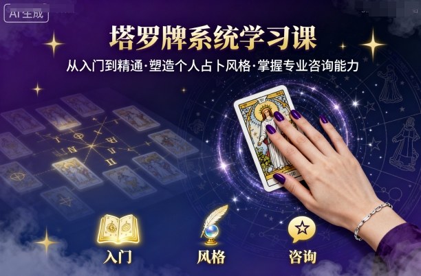 塔罗牌系统学习课，助你从入门到精通，塑造个人占卜风格，掌握专业咨询能力-课程网