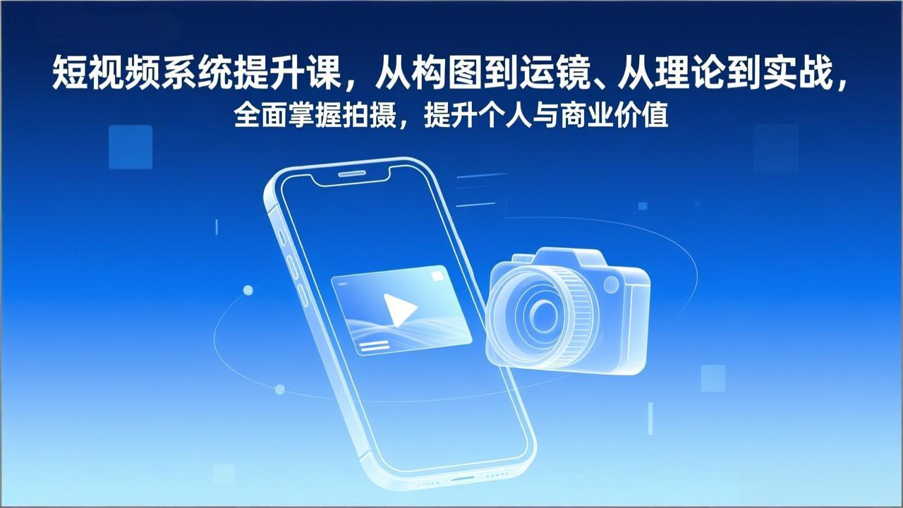 短视频系统提升课，从构图到运镜、从理论到实战，全面掌握拍摄，提升个人与商业价值-课程网