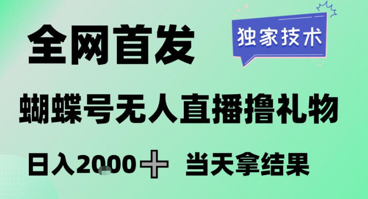 2026最新蝴蝶号无人直播掘金，独家技术，全网首发小白做了一个月收益3W，长期稳定可做【揭秘】-课程网