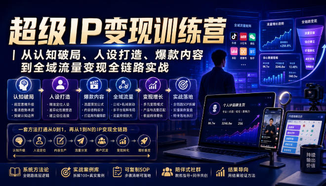 超级IP变现训练营｜从认知破局、人设打造、爆款内容到全域流量变现全链路实战-课程网