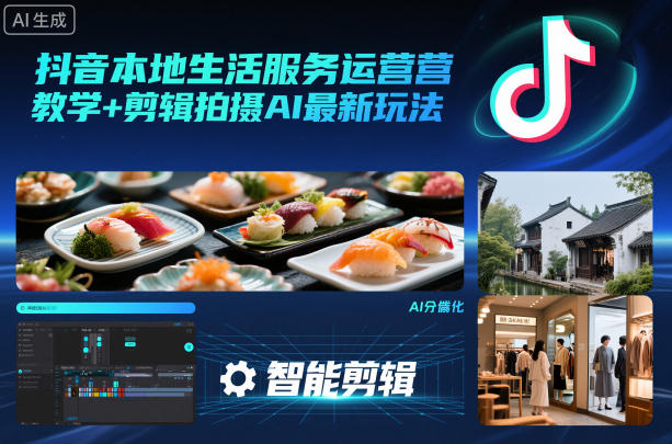 抖音本地生活服务运营教学+剪辑拍摄AI最新玩法-课程网