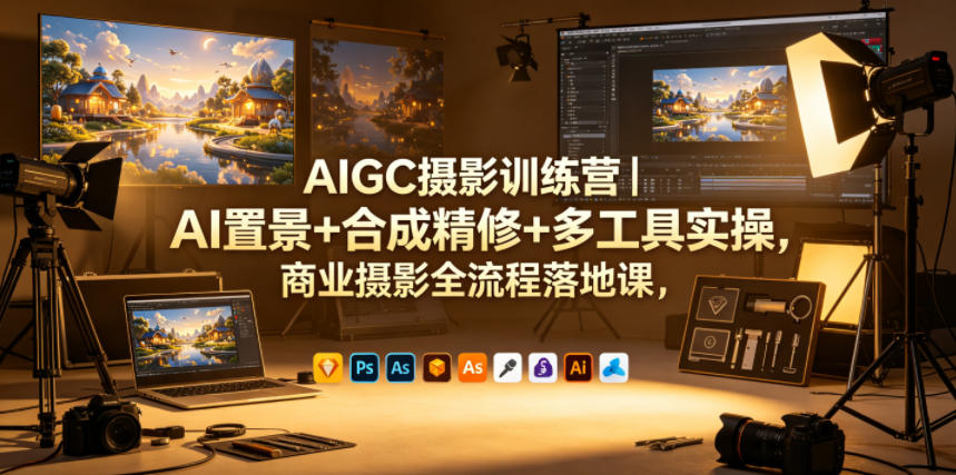 AIGC摄影训练营｜AI置景+合成精修+多工具实操，商业摄影全流程落地课-课程网