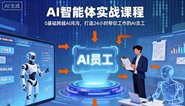 Ai智能体实战课程，0基础跨越Ai鸿沟，打造24小时帮你工作的Ai员工，打破常规，以实战定义Ai-课程网