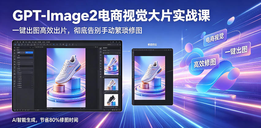 GPT-Image2电商视觉大片实战课，一键出图高效出片，彻底告别手动繁琐修图-课程网