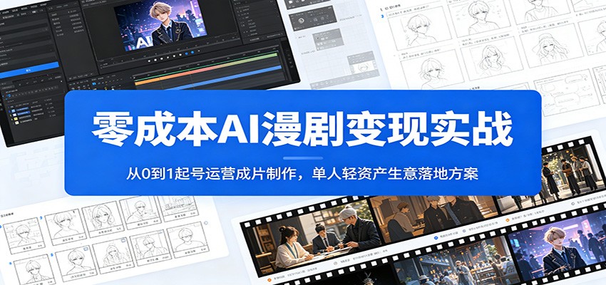 零成本AI漫剧变现实战：从0到1起号运营成片制作，单人轻资产生意落地方案-课程网
