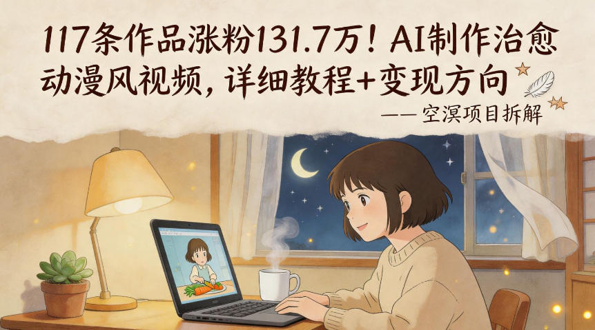 117条作品涨粉131.7W！AI制作治愈动漫风视频，详细教程+变现方向-课程网