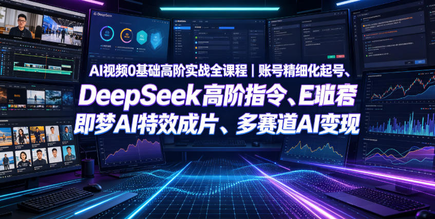 AI视频0基础高阶实战全课程｜账号精细化起号、DeepSeek高阶指令、即梦AI特效成片、多赛道AI短视频量产变现-课程网