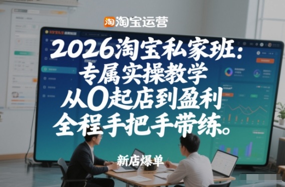 2026淘宝私家班：专属实操教学，从0起店到盈利，全程手把手带练（更新26年3月）-课程网