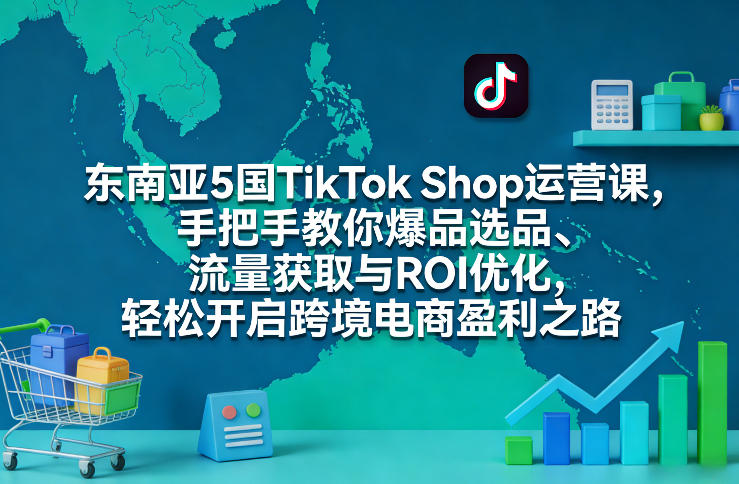 东南亚5国TikTok Shop运营课，手把手教你爆品选品、流量获取与ROI优化，轻松开启跨境电商盈利之路-课程网
