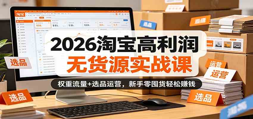 2026淘宝高利润无货源实战课:权重流量+选品运营,新手零囤货轻松赚钱 2026淘宝高利润无货源实战课:权重流量+选品运营,新手零囤货轻松赚钱