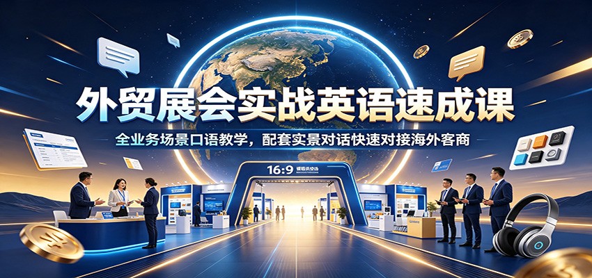 外贸展会实战英语速成课：全业务场景口语教学，配套实景对话快速对接海外客商-课程网