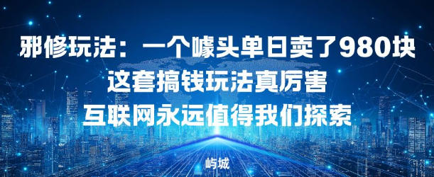 邪修玩法：一个噱头单日卖了980米这套搞钱玩法真厉害互联网永远值得我们探索-课程网