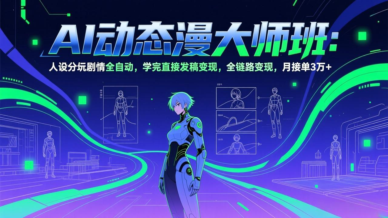 AI动态漫剧大师班：人设分镜剧情全自动，学完直接发稿变现，全链路变现，月接单3万+-课程网