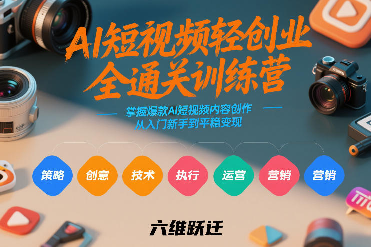 AI短视频轻创业全通关训练营，掌握爆款AI短视频内容创作，从入门新手到平稳变现的六维跃迁-课程网