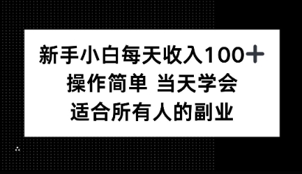 新手小白每天收入100+，操作简单 当天学会 ，适合所有人的副业-课程网
