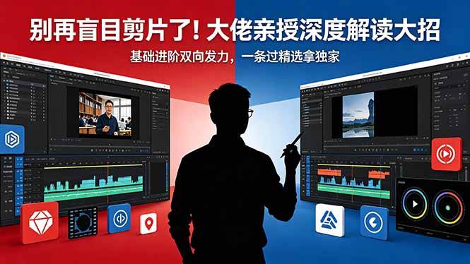 （18384期）别再盲目剪片了！大佬亲授深度解读大招，基础进阶双向发力，一条过精选拿独家-课程网