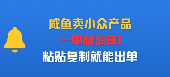 咸鱼卖小众产品，一单利润80，粘贴复制就能出单-课程网