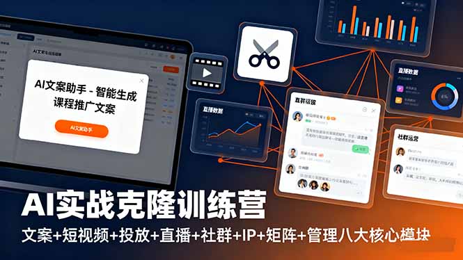 AI实战克隆训练营：文案+短视频+投放+直播+社群+IP+矩阵+管理八大核心模块-课程网