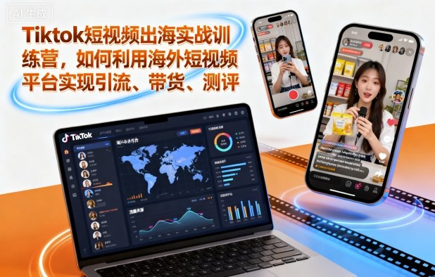 Tiktok短视频出海实战训练营，如何利用海外短视频平台实现引流、带货、测评-课程网
