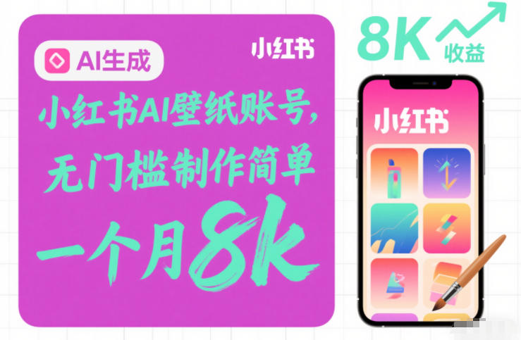小红书AI壁纸账号，无门槛制作简单，一个月8k+-课程网