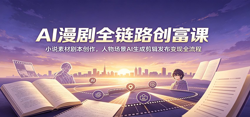 AI漫剧全链路创富课：小说素材剧本创作，人物场景AI生成剪辑发布变现全流程-课程网
