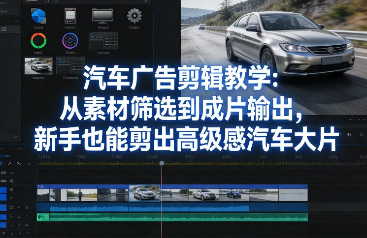 汽车广告剪辑教学：从素材筛选到成片输出，新手也能剪出高级感汽车大片-课程网