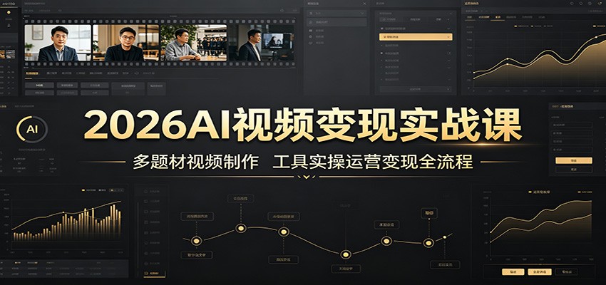 2026AI视频变现实战课：多题材视频制作，工具实操运营变现全流程-课程网