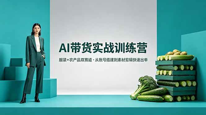 （18355期）AI带货实战训练营，服装+农产品双赛道，从账号搭建到素材剪辑快速出单-课程网