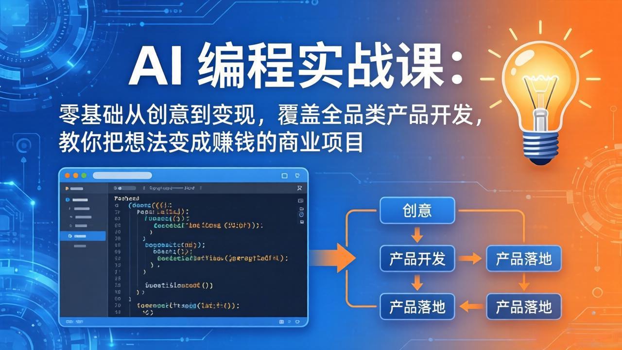 AI编程实战课-第三期：零基础从创意到变现，覆盖全品类产品开发，把想法变成赚钱的商业项目-课程网