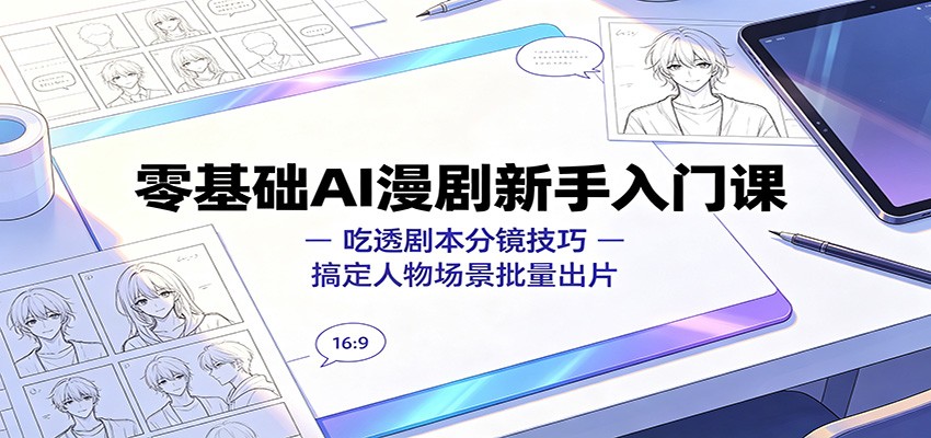 零基础AI漫剧新手入门课：吃透剧本分镜技巧，搞定人物场景批量出片-课程网