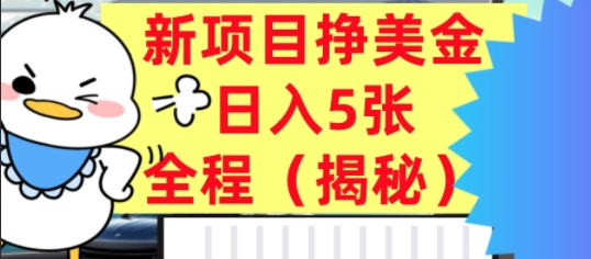 最新挣美金项目，日入5张，全程揭秘，小白也能轻松入手，长久被动收入-课程网