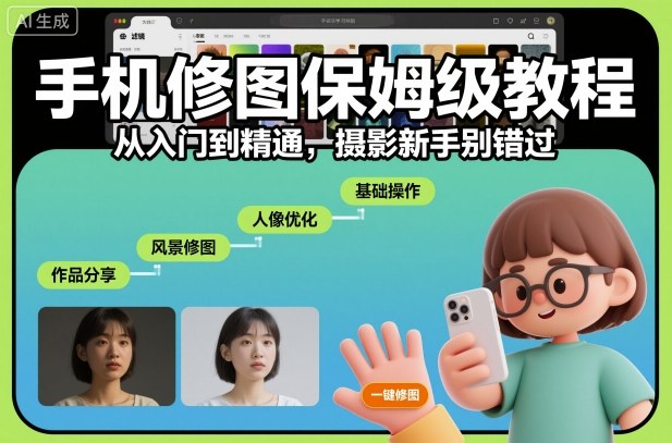 手机修图保姆级教程，从入门到精通，摄影新手别错过-课程网
